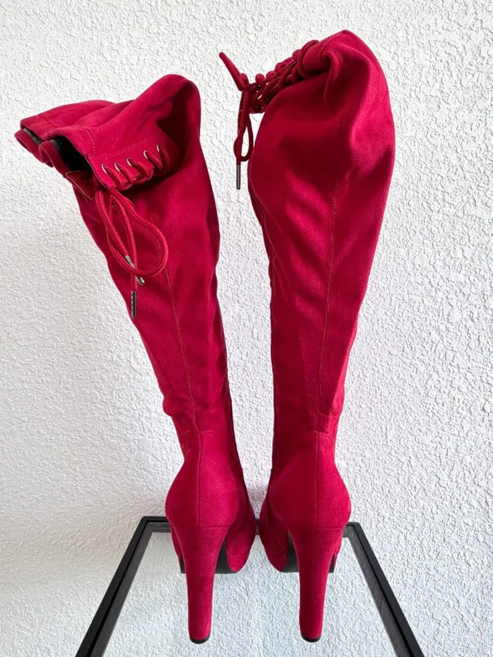 Torrid Bright Red Suede-Like Over the Knee Boots - Size 8